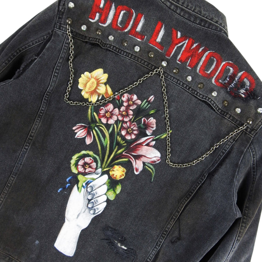 Gucci Studded Hollywood Denim Trucker Jacket Size Unmarked