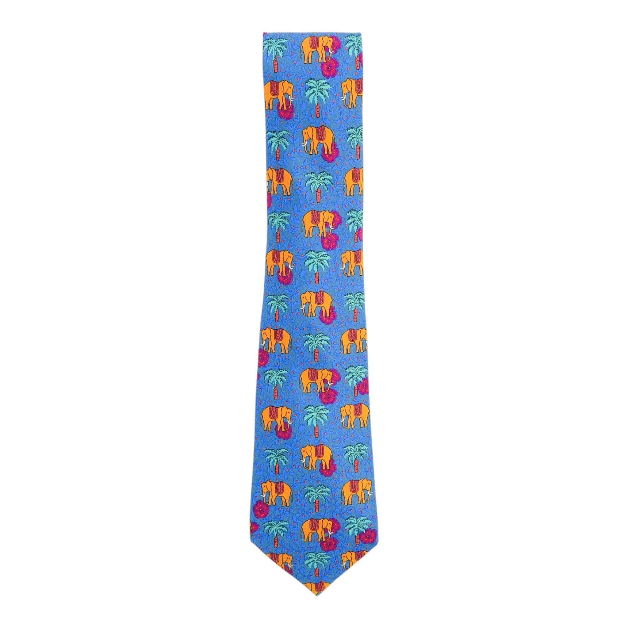 Hermes Blue Elephant Tie