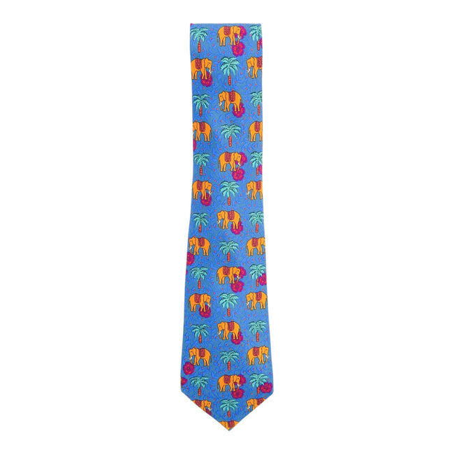 Hermes Blue Elephant Tie