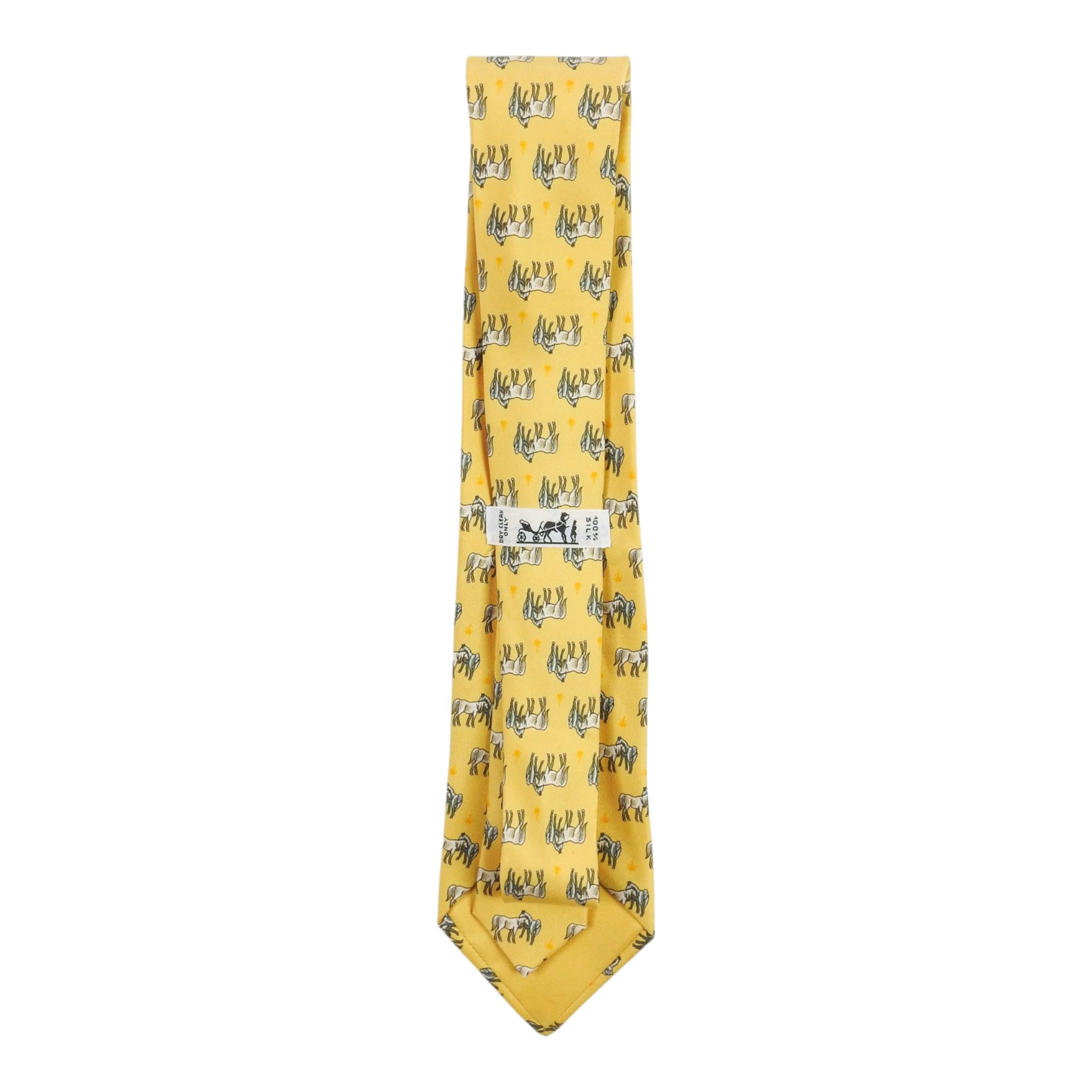 Hermes Yellow Horses Tie