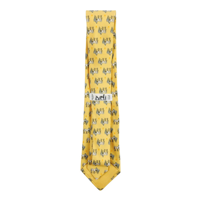 Hermes Yellow Horses Tie