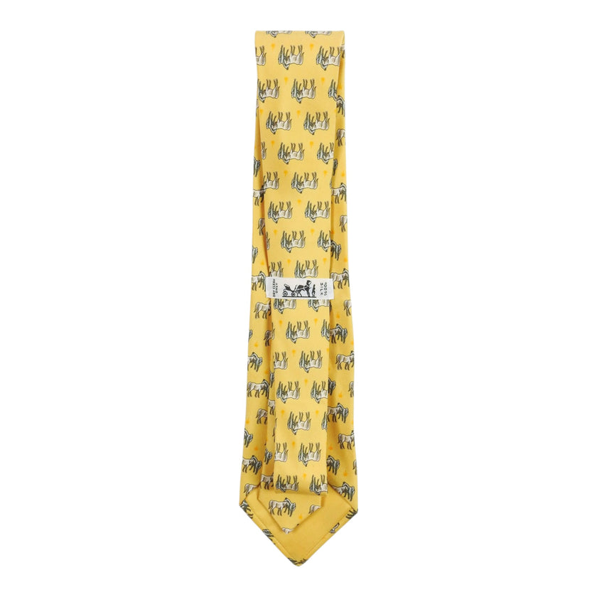 Hermes Yellow Horses Tie