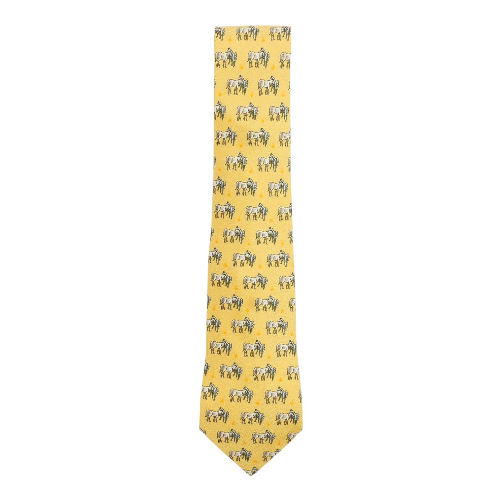 Hermes Yellow Horses Tie