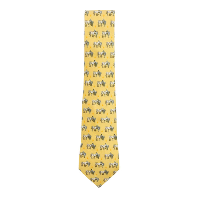 Hermes Yellow Horses Tie