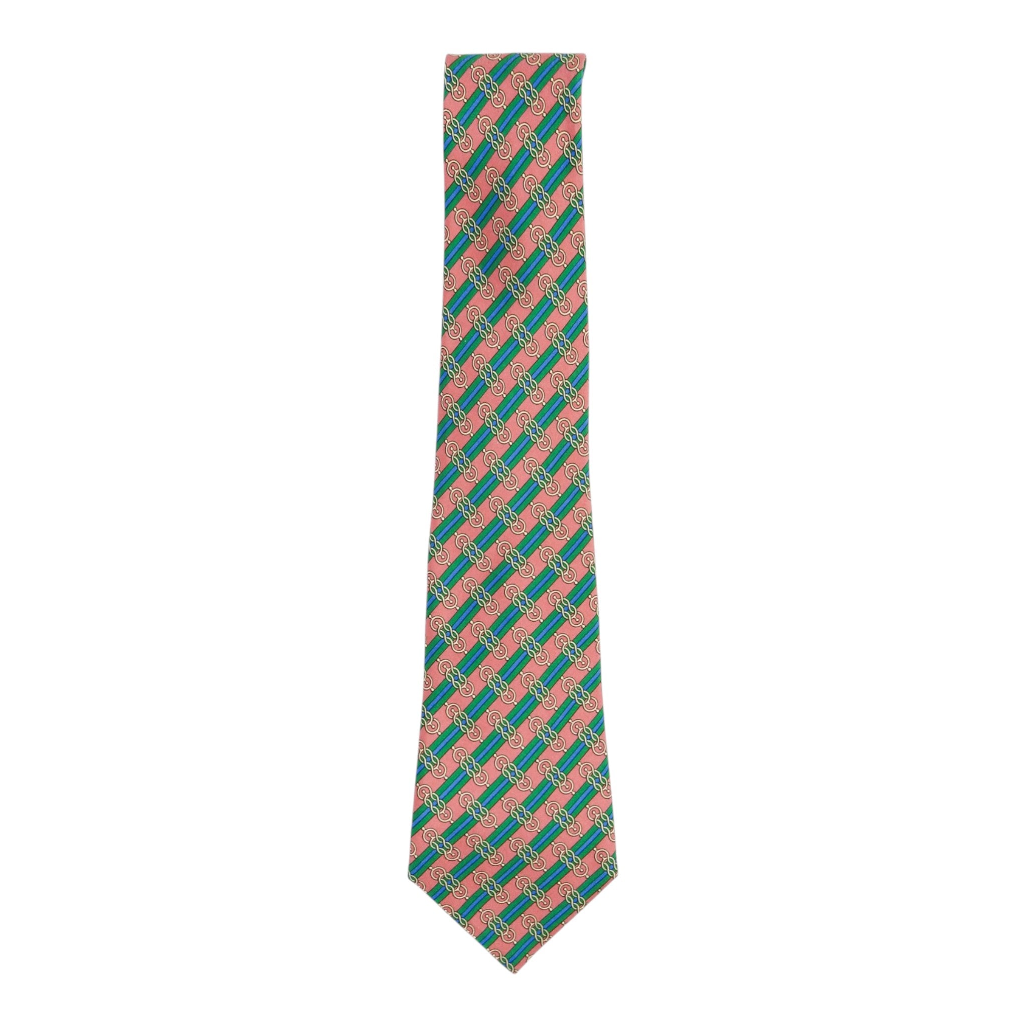 Hermes Pink/Green/Blue Striped Tie