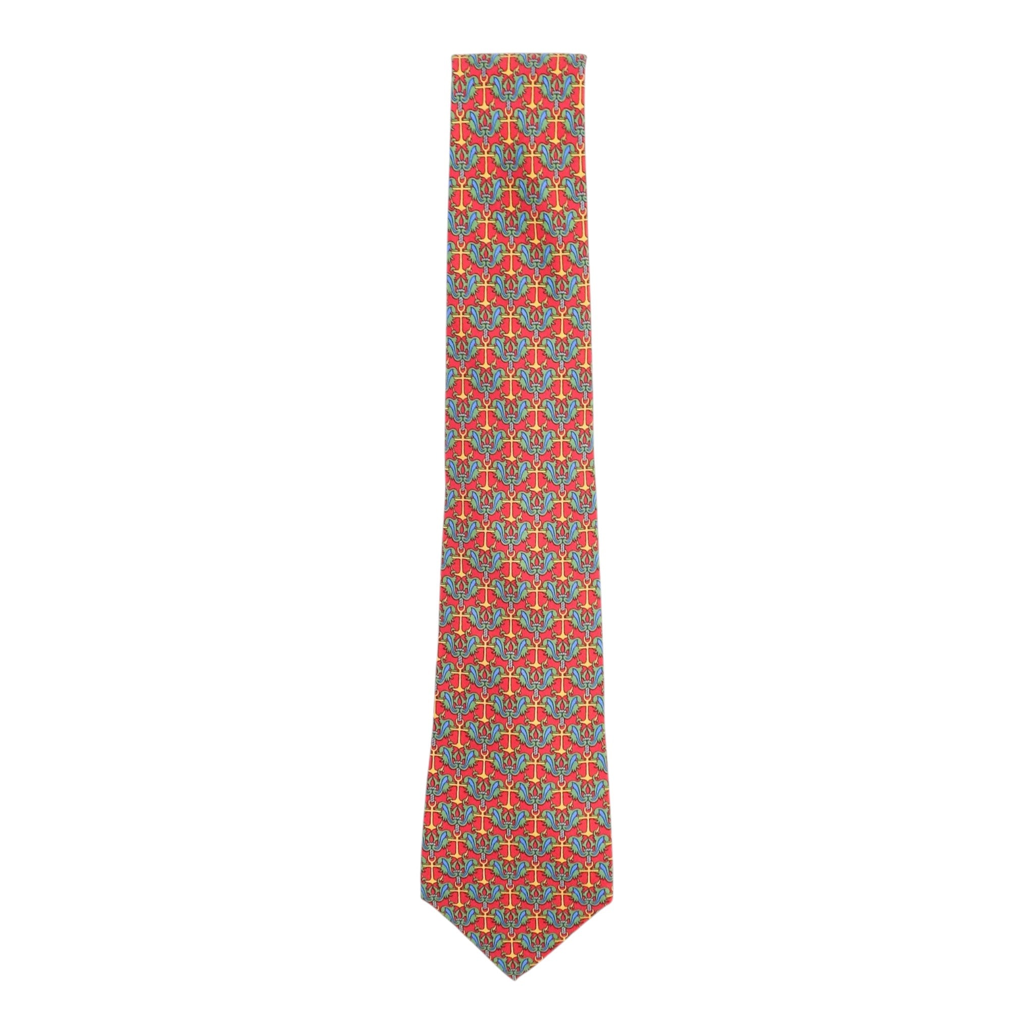 Hermes Red/Green/Blue Ornate Tie