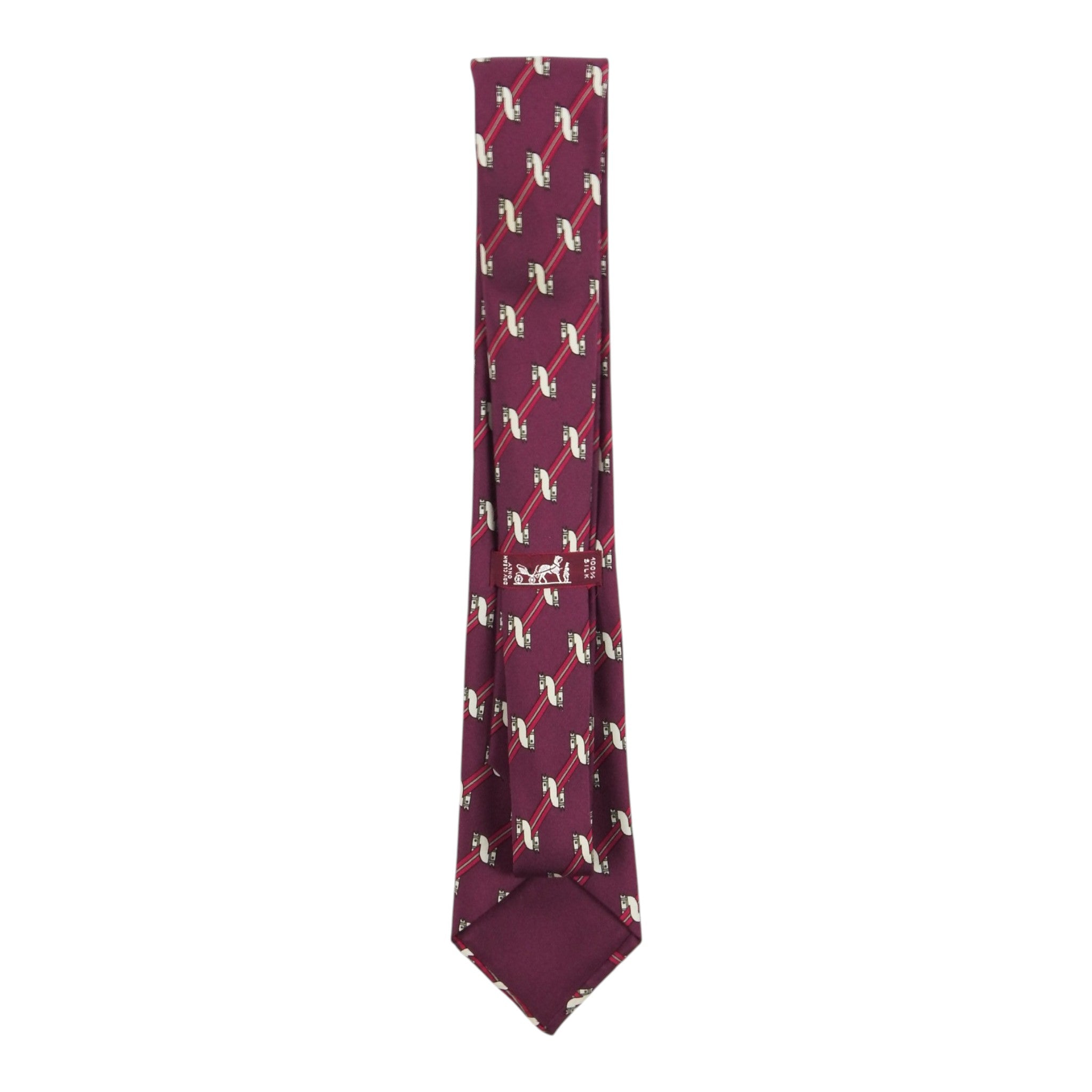Hermes Maroon Striped Tie