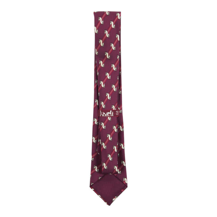 Hermes Maroon Striped Tie