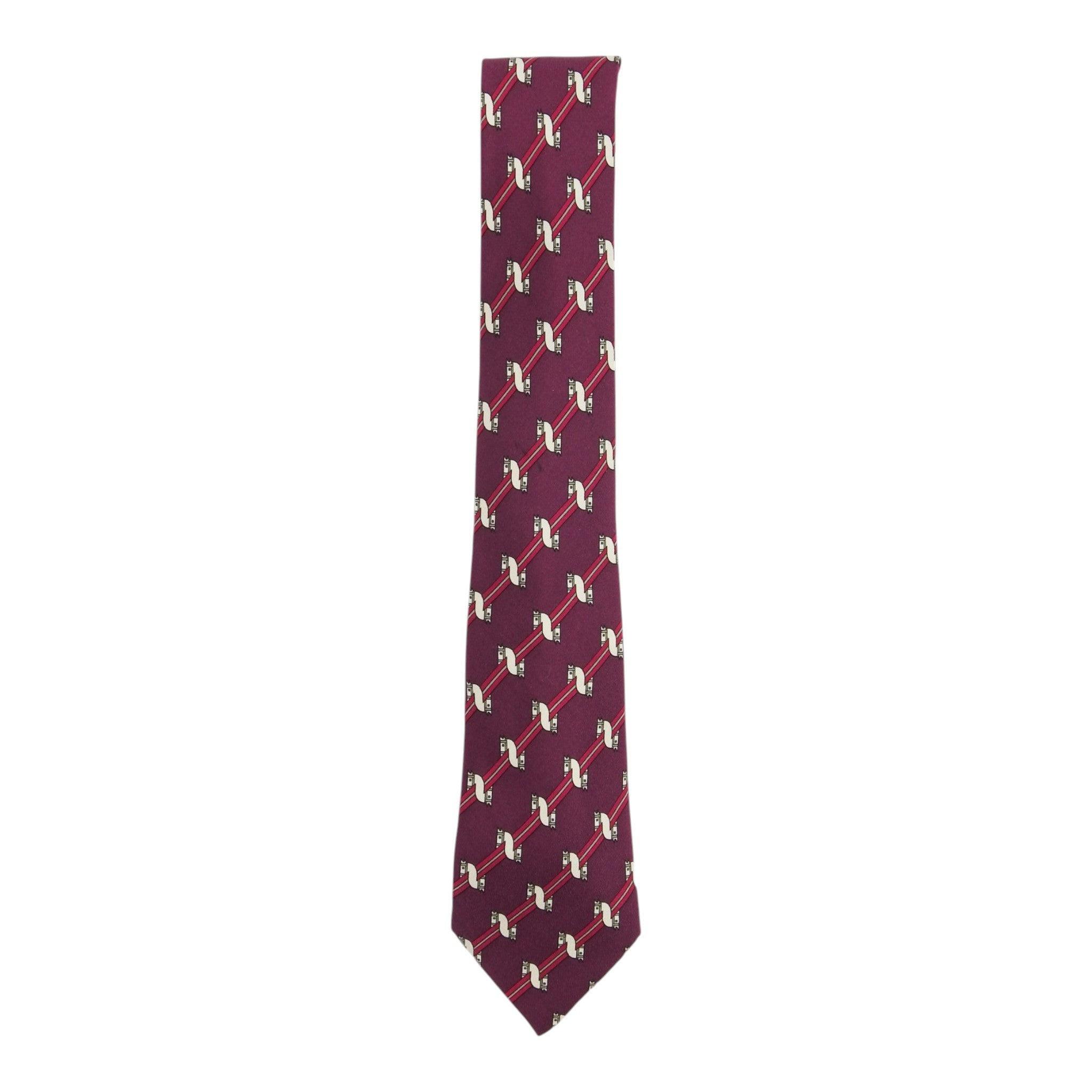 Hermes Maroon Striped Tie
