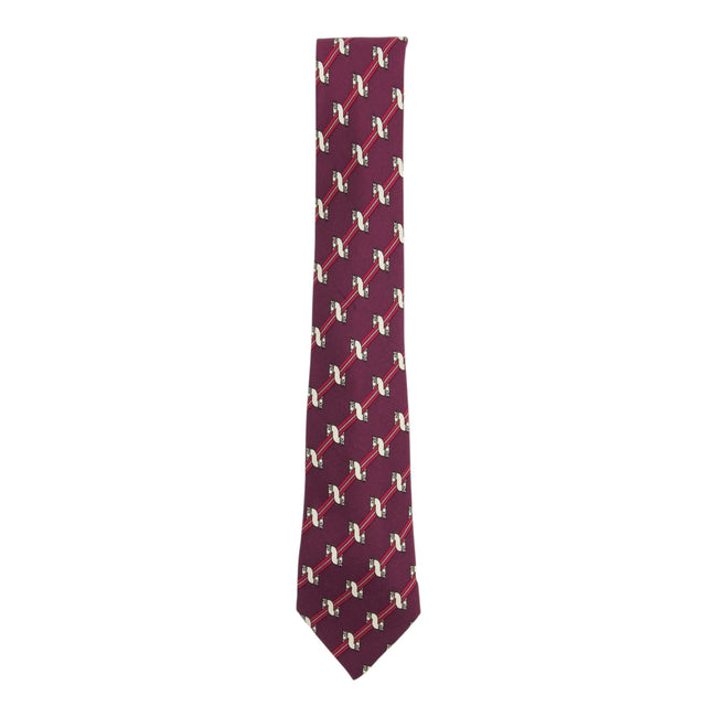 Hermes Maroon Striped Tie