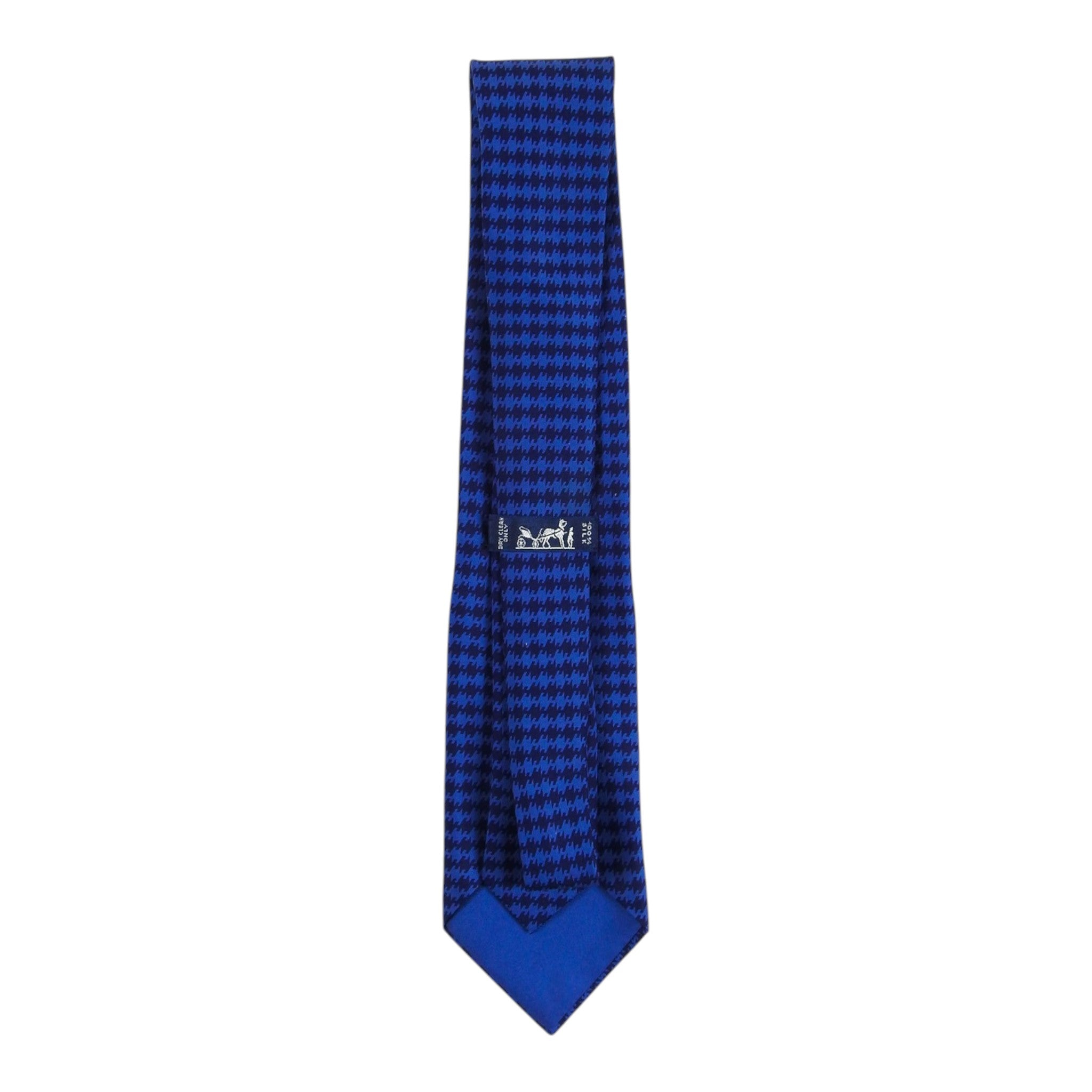 Hermes Blue Houndstooth Tie