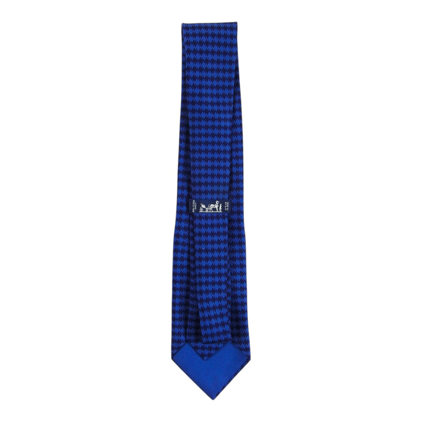Hermes Blue Houndstooth Tie