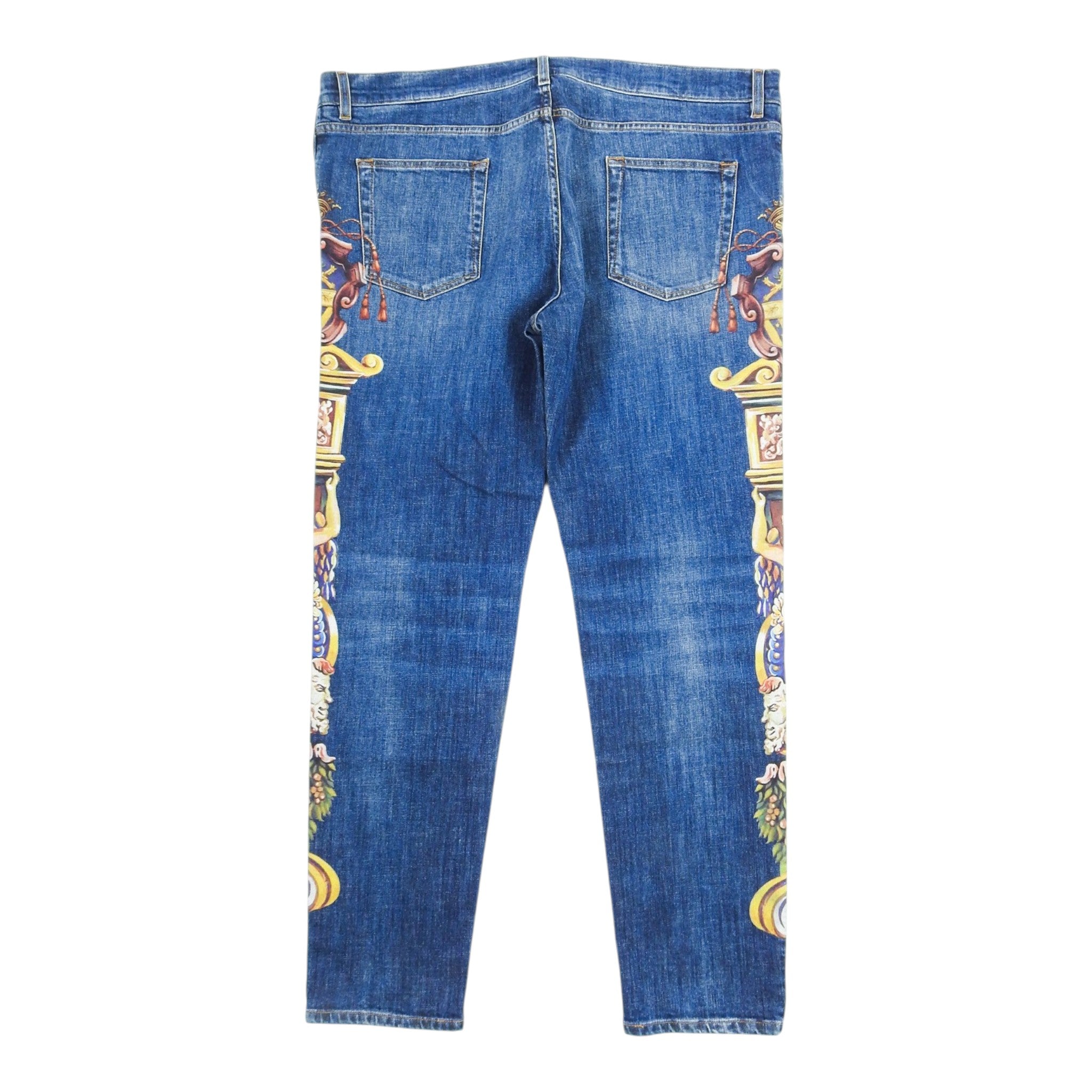 Dolce & Gabbana Blue Cherub Printed Jeans Size 60