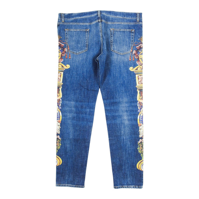 Dolce & Gabbana Blue Cherub Printed Jeans Size 60