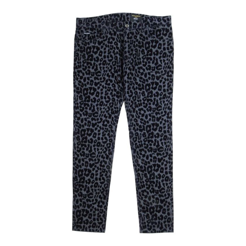 Dolce & Gabbana Grey Leopard Print Jeans Size 56