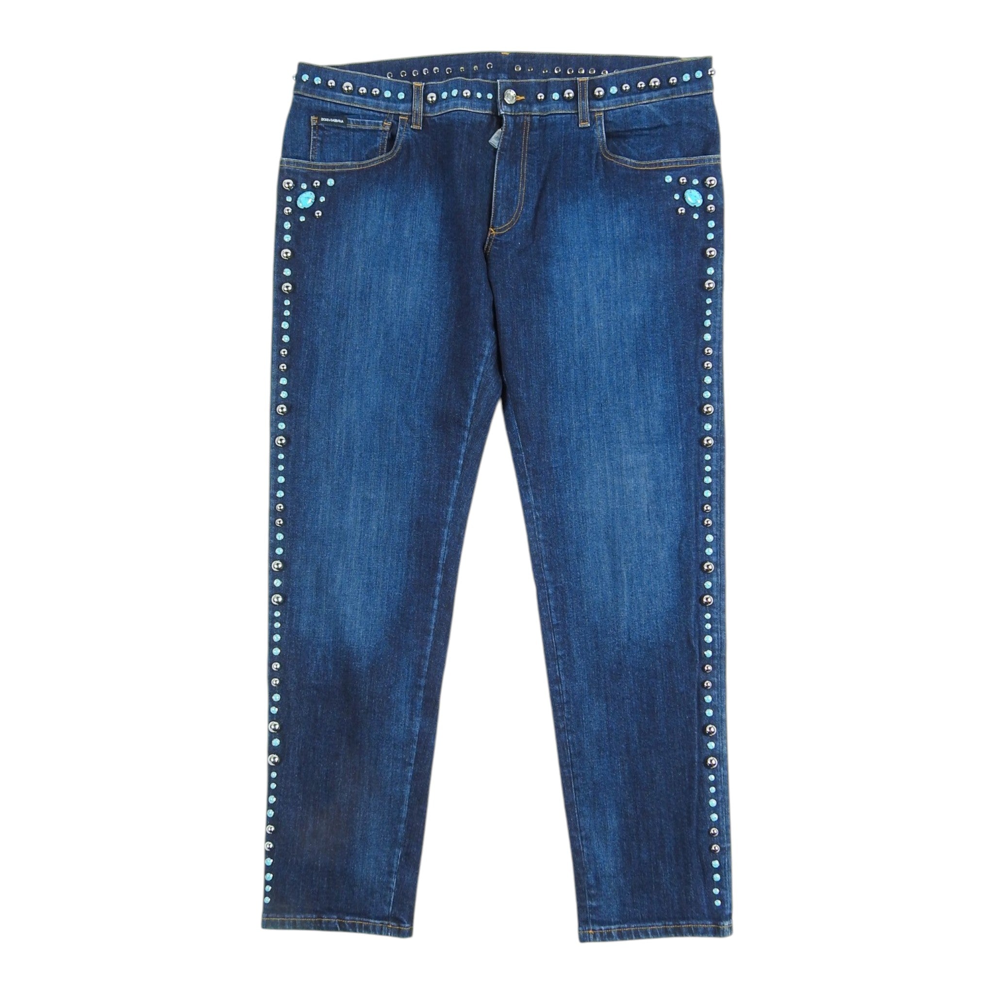 Dolce & Gabbana Turquoise Stud Jeans Size 56