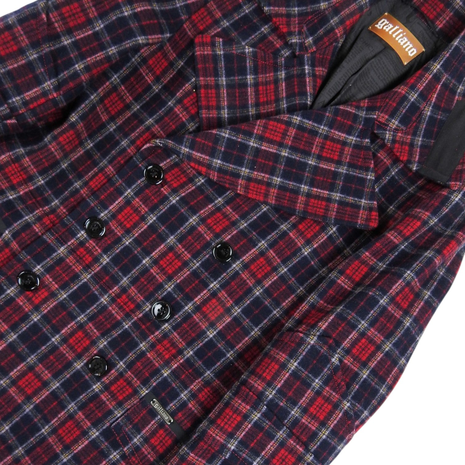 John Galliano Plaid Peacoat Size 48