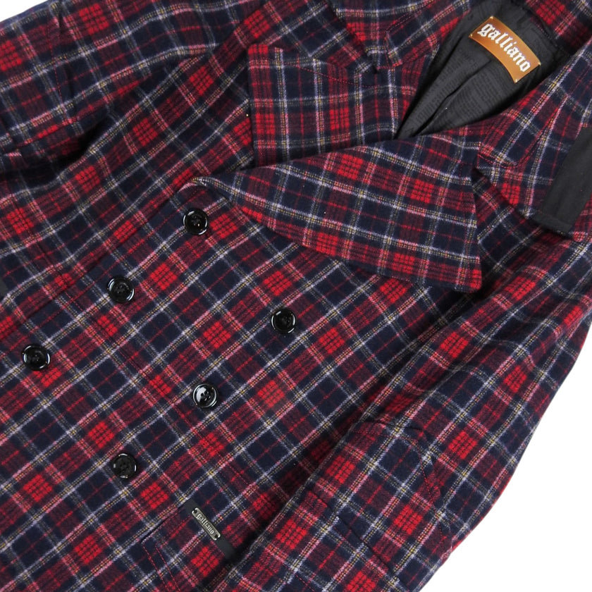 John Galliano Plaid Peacoat Size 48