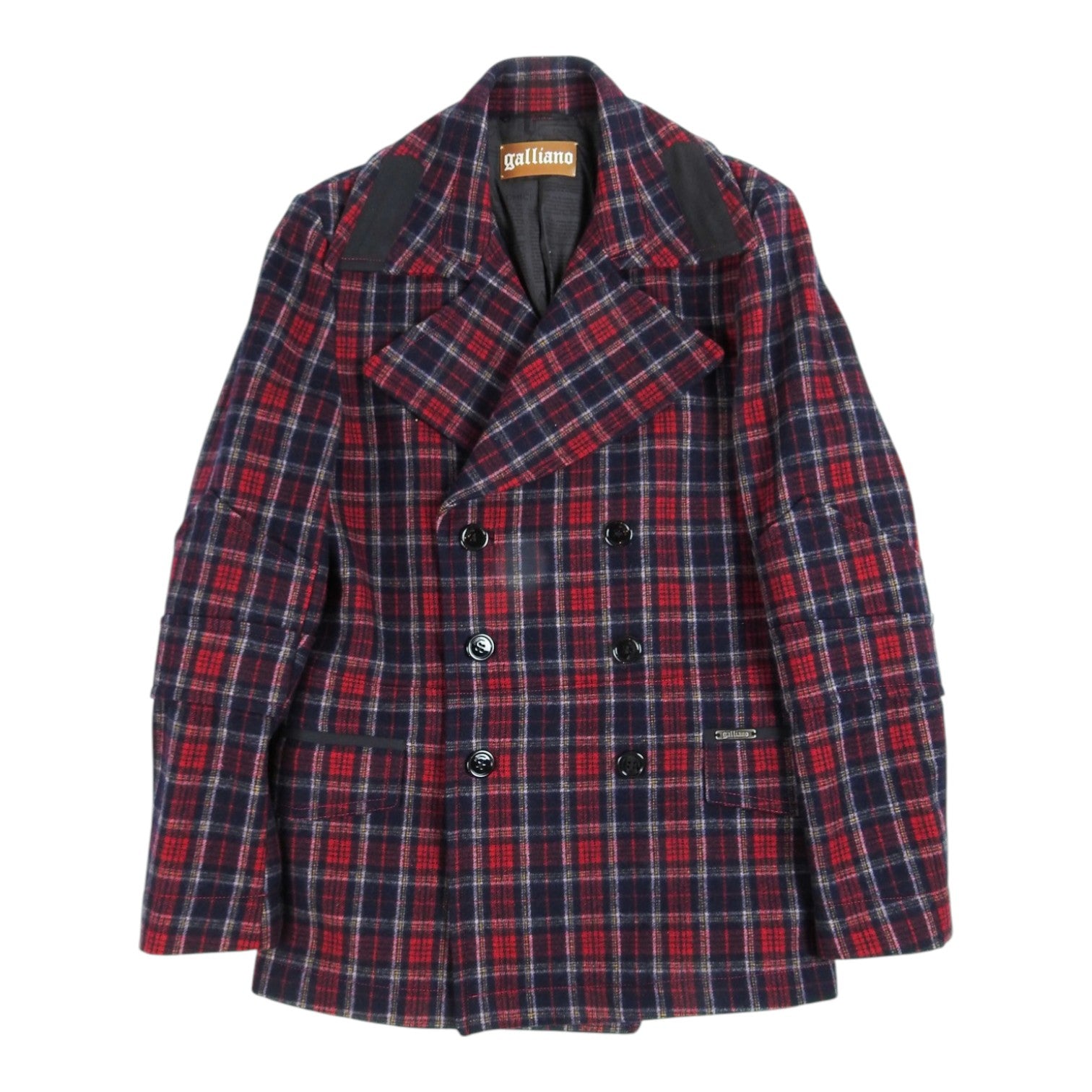 John Galliano Plaid Peacoat Size 48