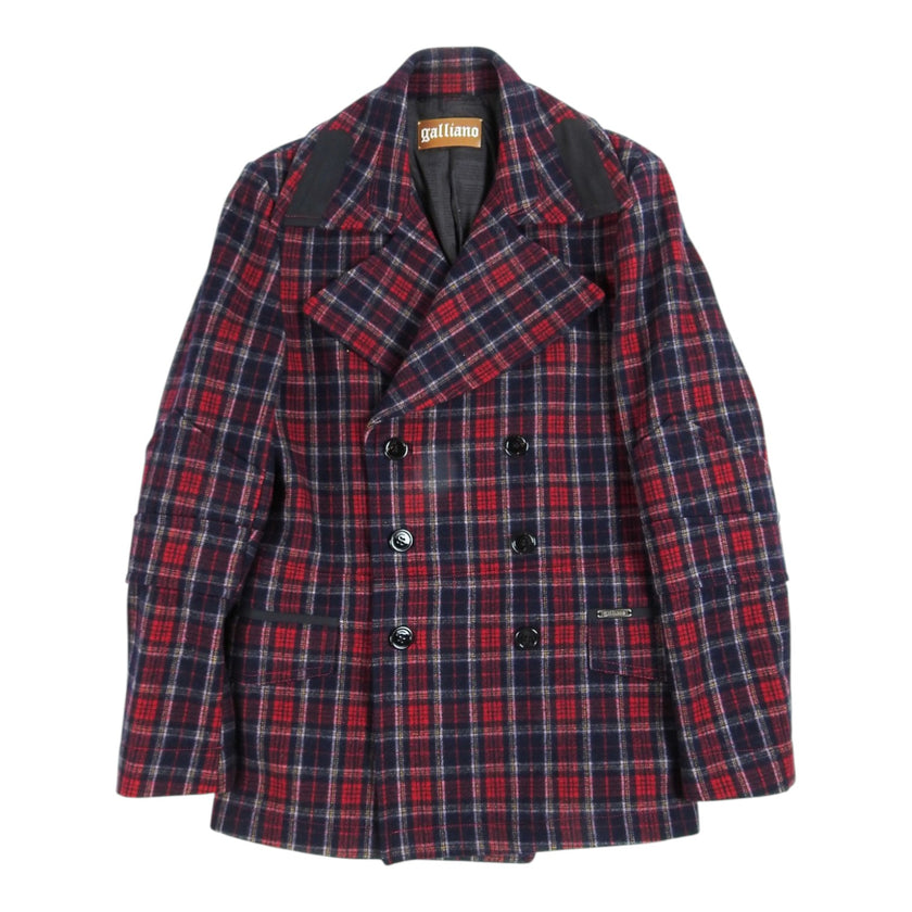 John Galliano Plaid Peacoat Size 48