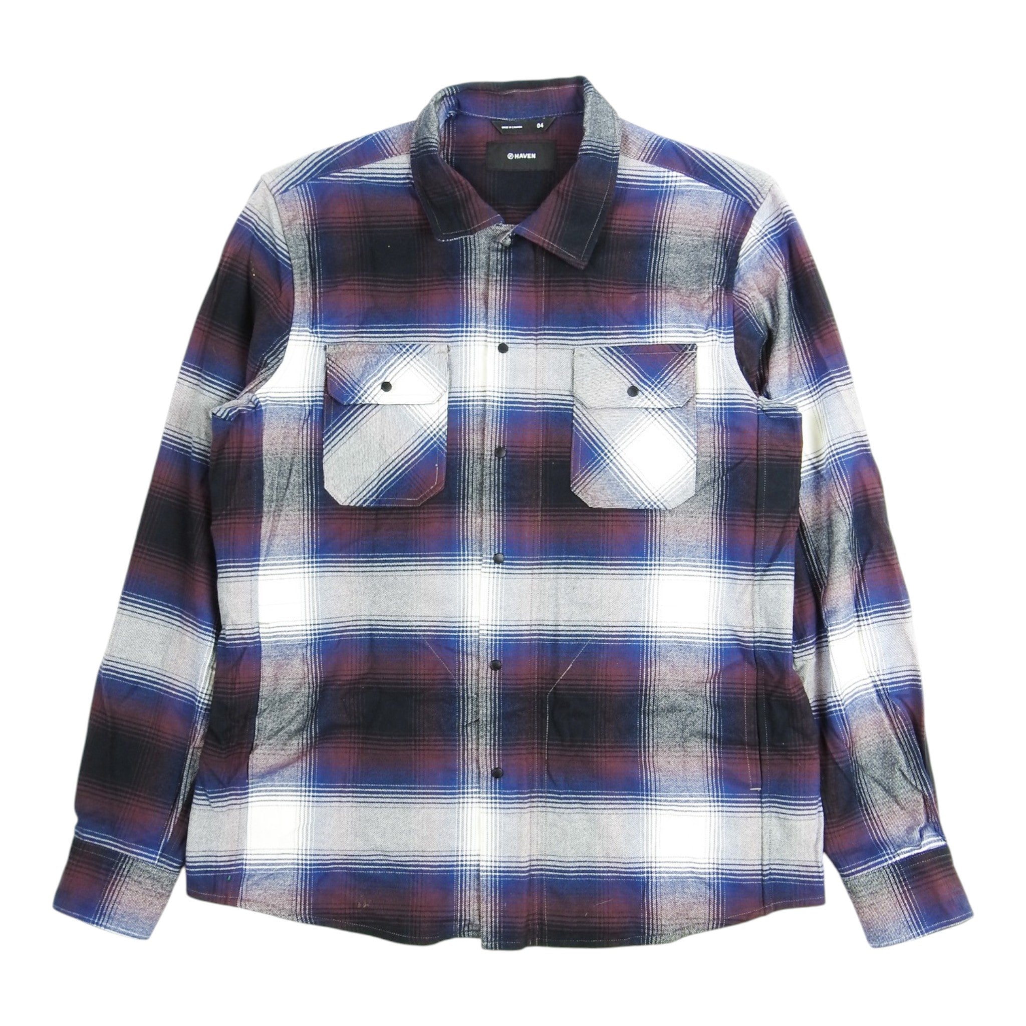 Haven Blue Zip Flannel Shirt Jacket Size 4