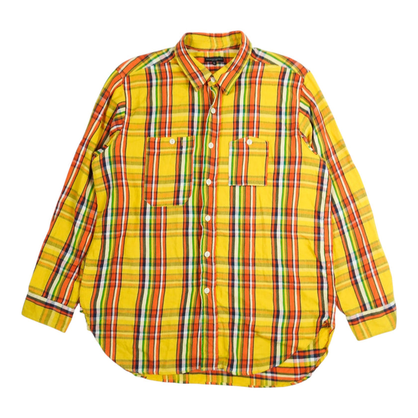 Engineered Garments Yellow Plaid Flannel Shirt Size Large