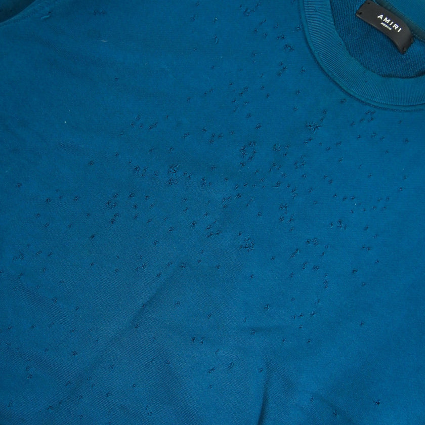 Amiri Teal Distressed Sweatshirt Size Medium