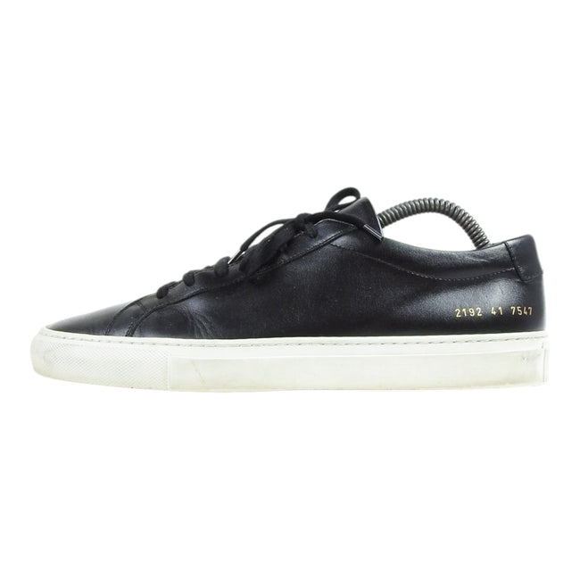 Common Projects Black Low Top Leather w/ White Sole Sneaker Size 41