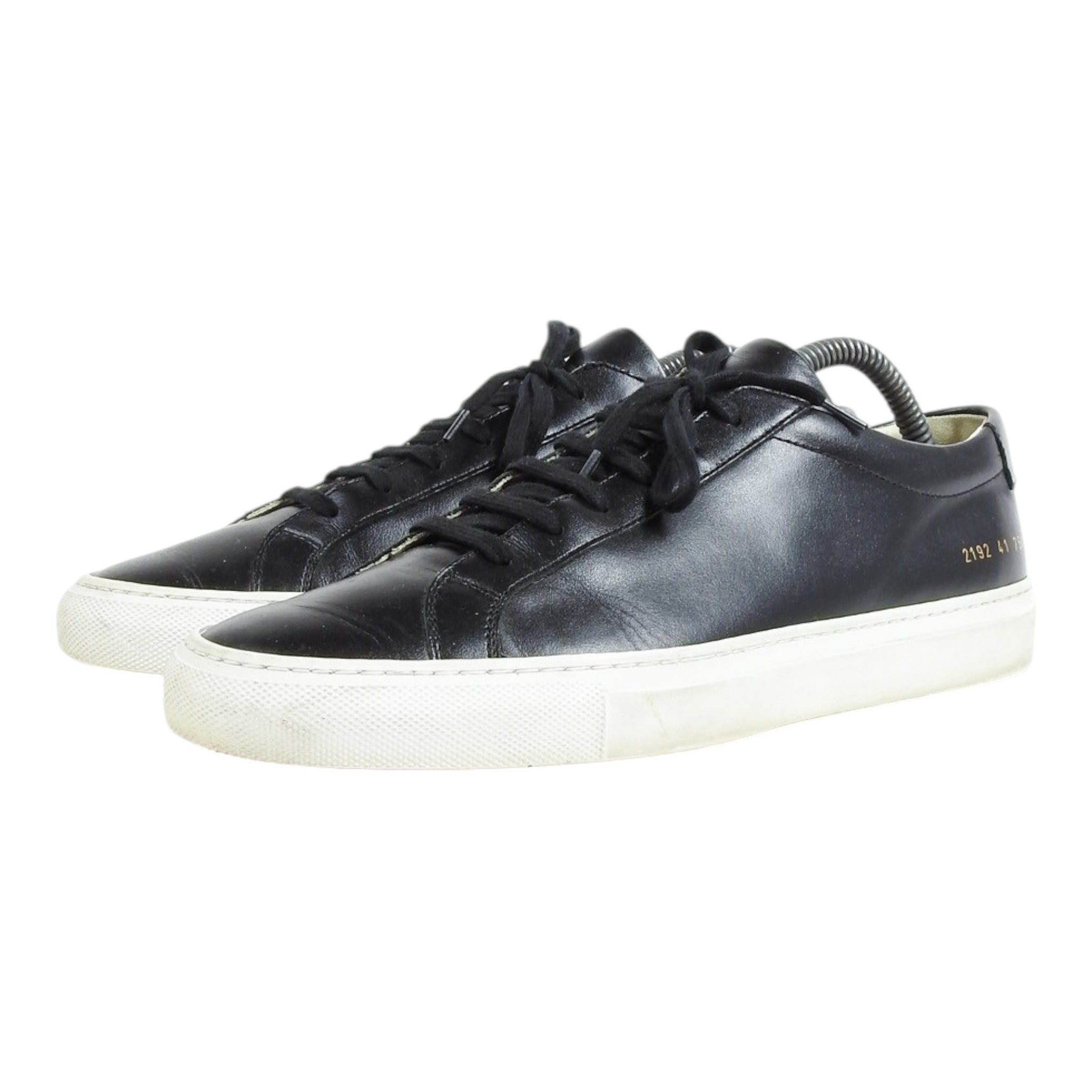 Common Projects Black Low Top Leather w/ White Sole Sneaker Size 41