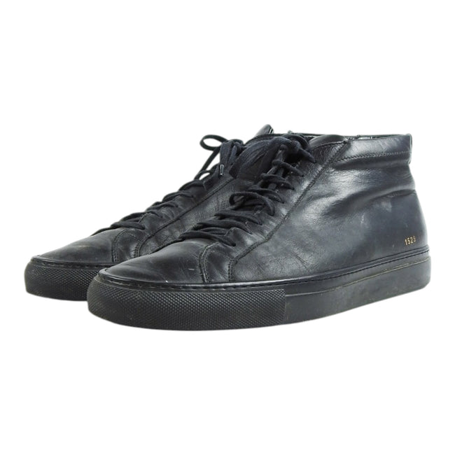 Common Projects Black High Top Leather Sneaker Size 43