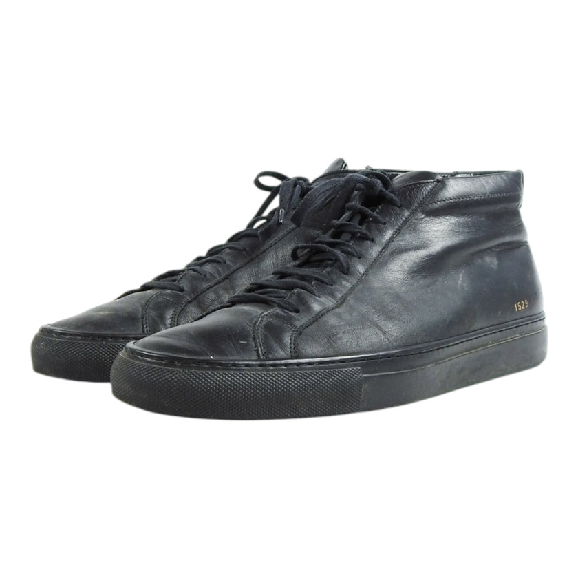 Common Projects Black High Top Leather Sneaker Size 43