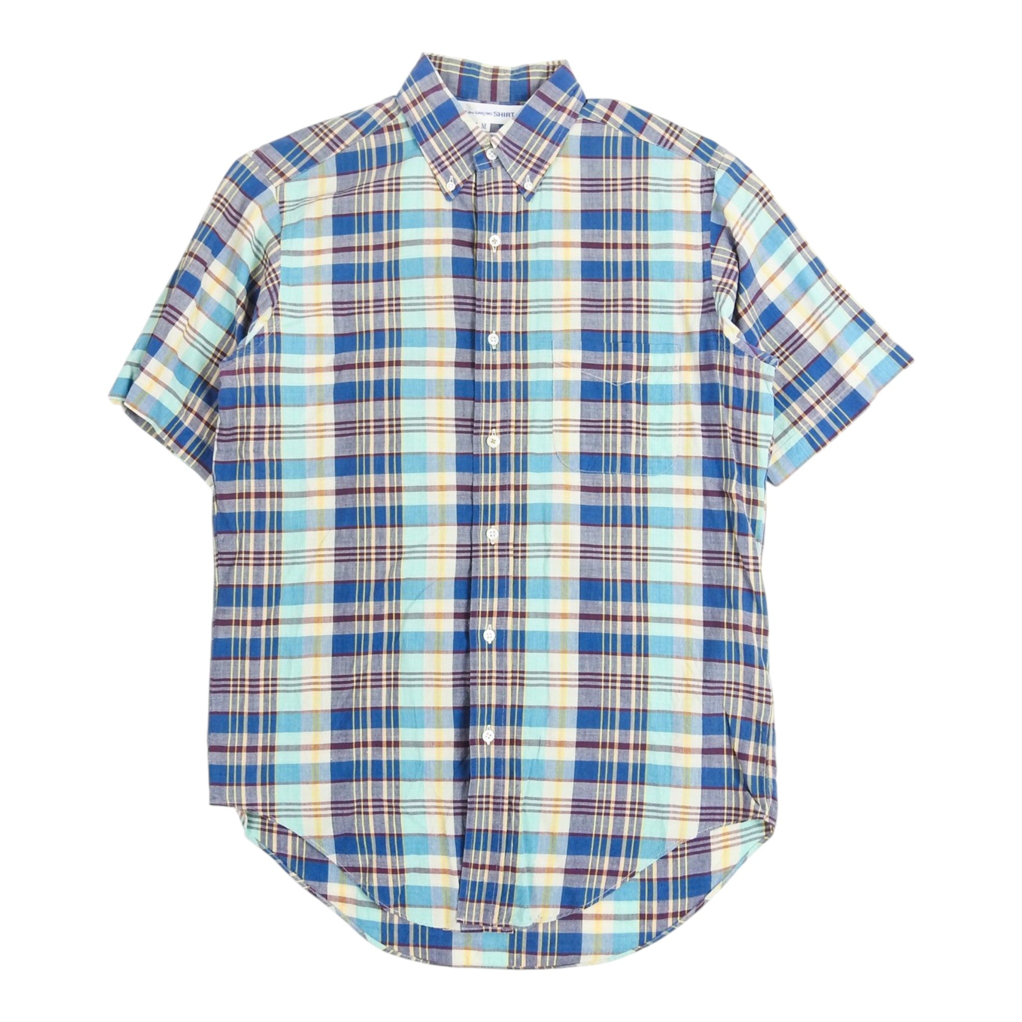 Comme Des Garcons SHIRT Plaid SS Shirt w/ Matching Tie Size Medium