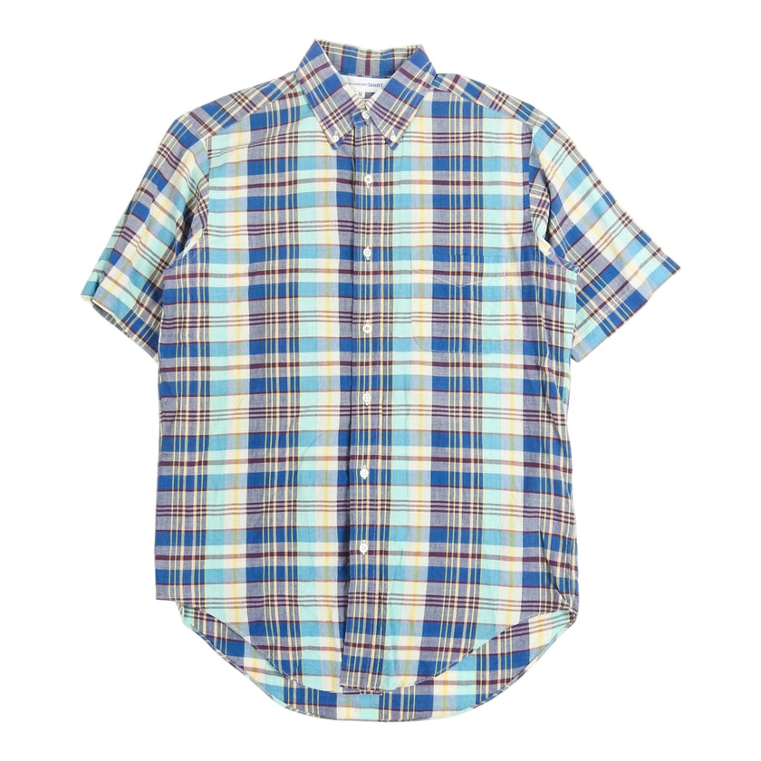 Comme Des Garcons SHIRT Plaid SS Shirt w/ Matching Tie Size Medium