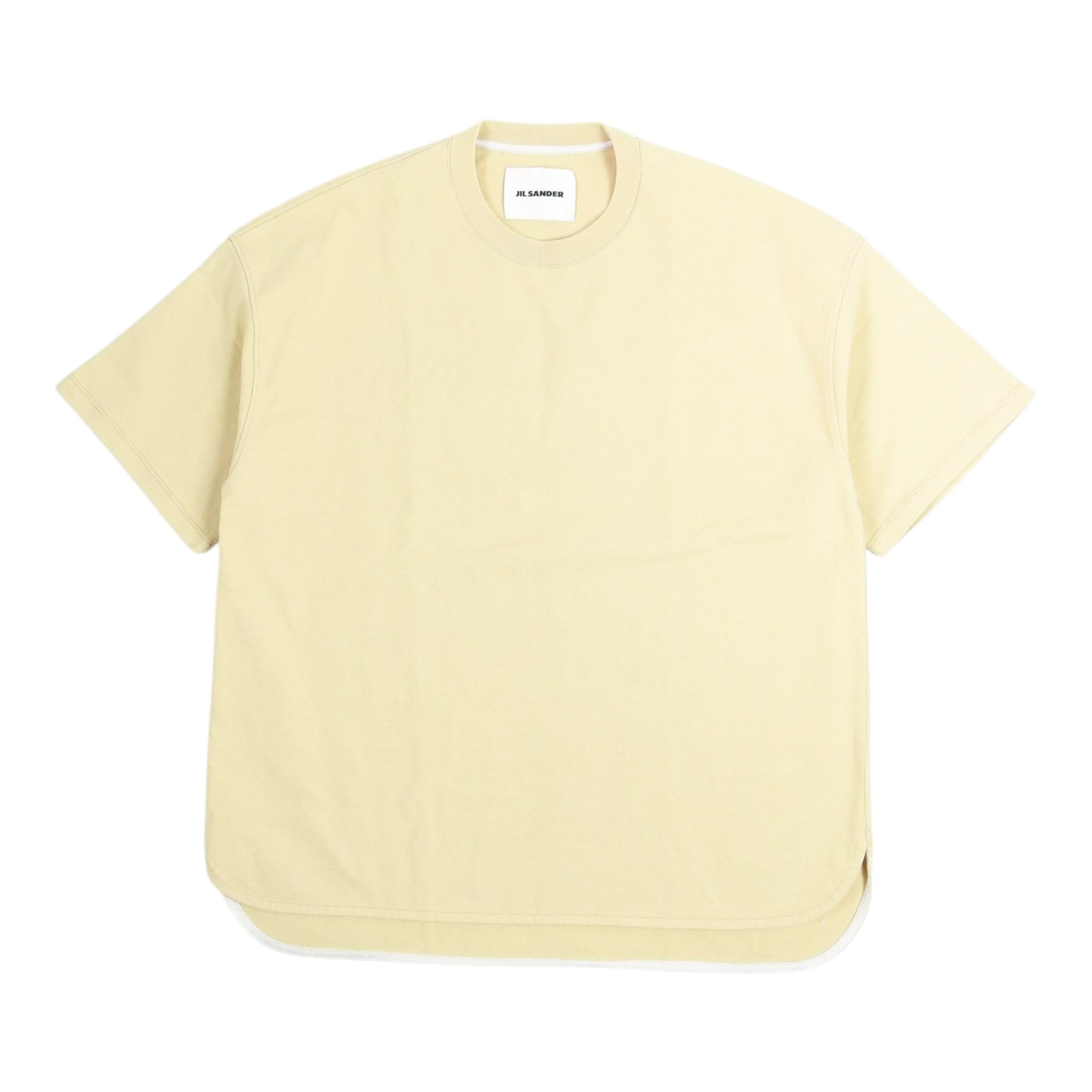 Jil Sander Beige Curved Hem T-Shirt Size Medium