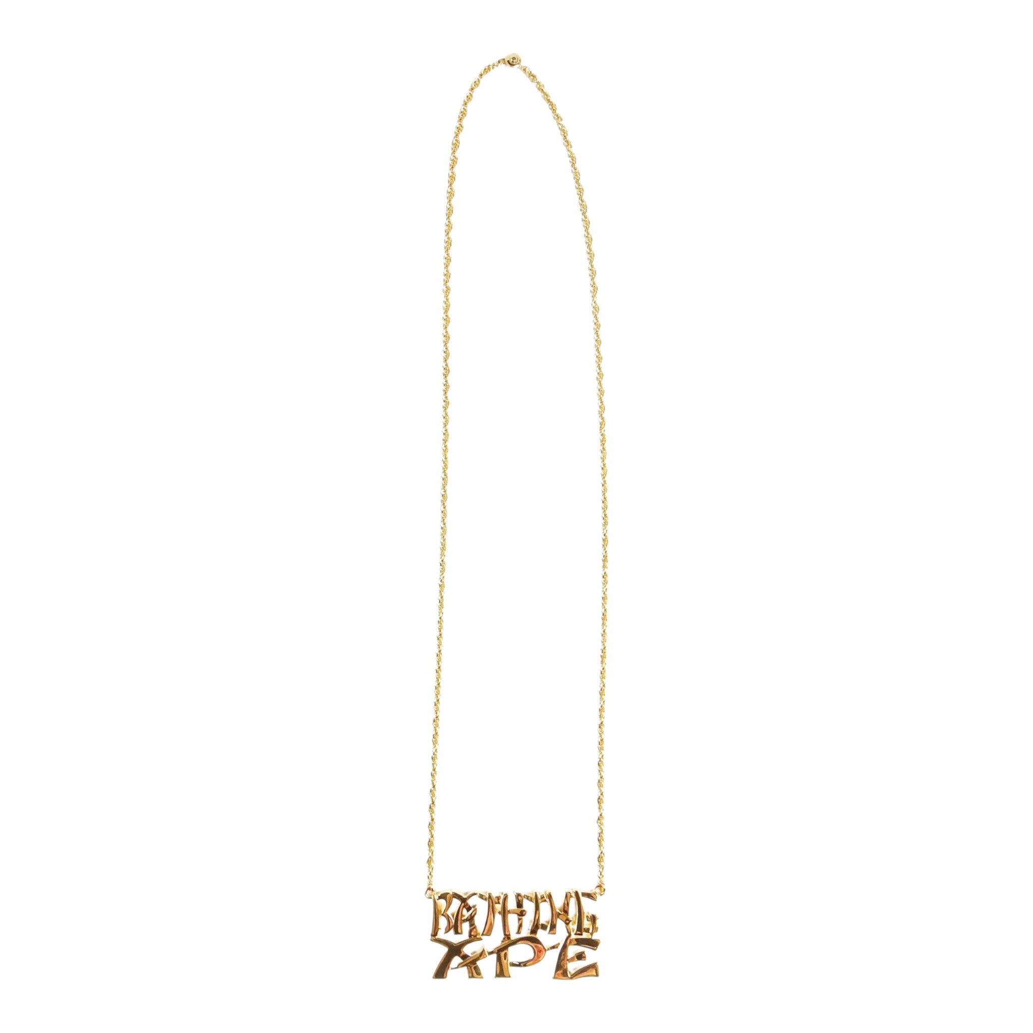 BAPE Bamboo Font Gold Necklace + Ring Set