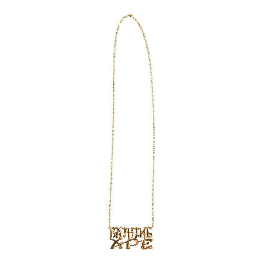 BAPE Bamboo Font Gold Necklace + Ring Set