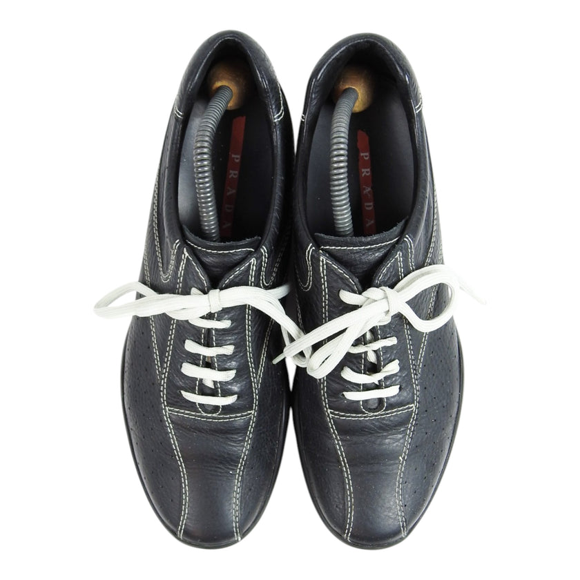 Prada Pebbled Leather Bowling Sneaker Size 11.5