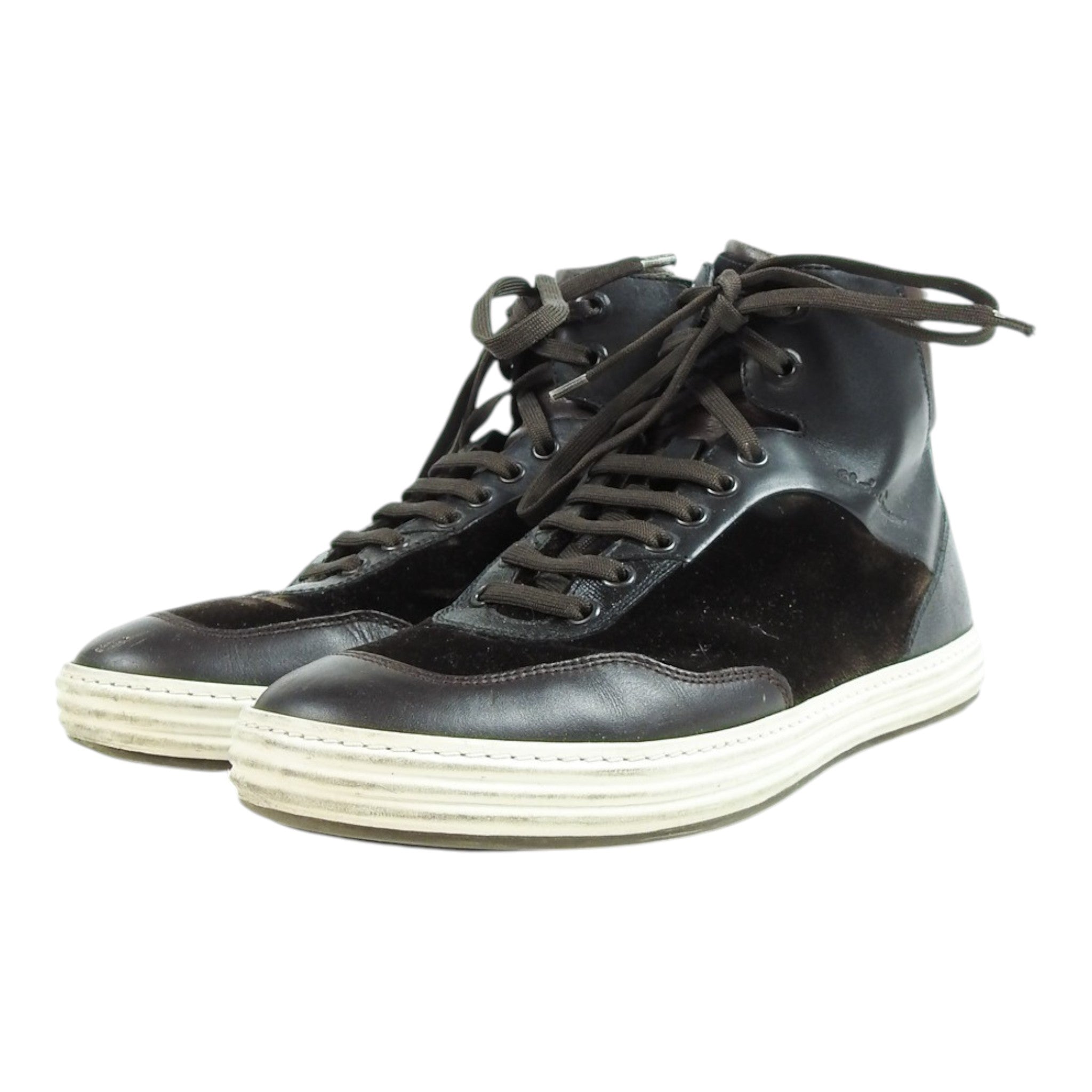 Ferragamo Suede/Leather High Top Sneakers Size 7