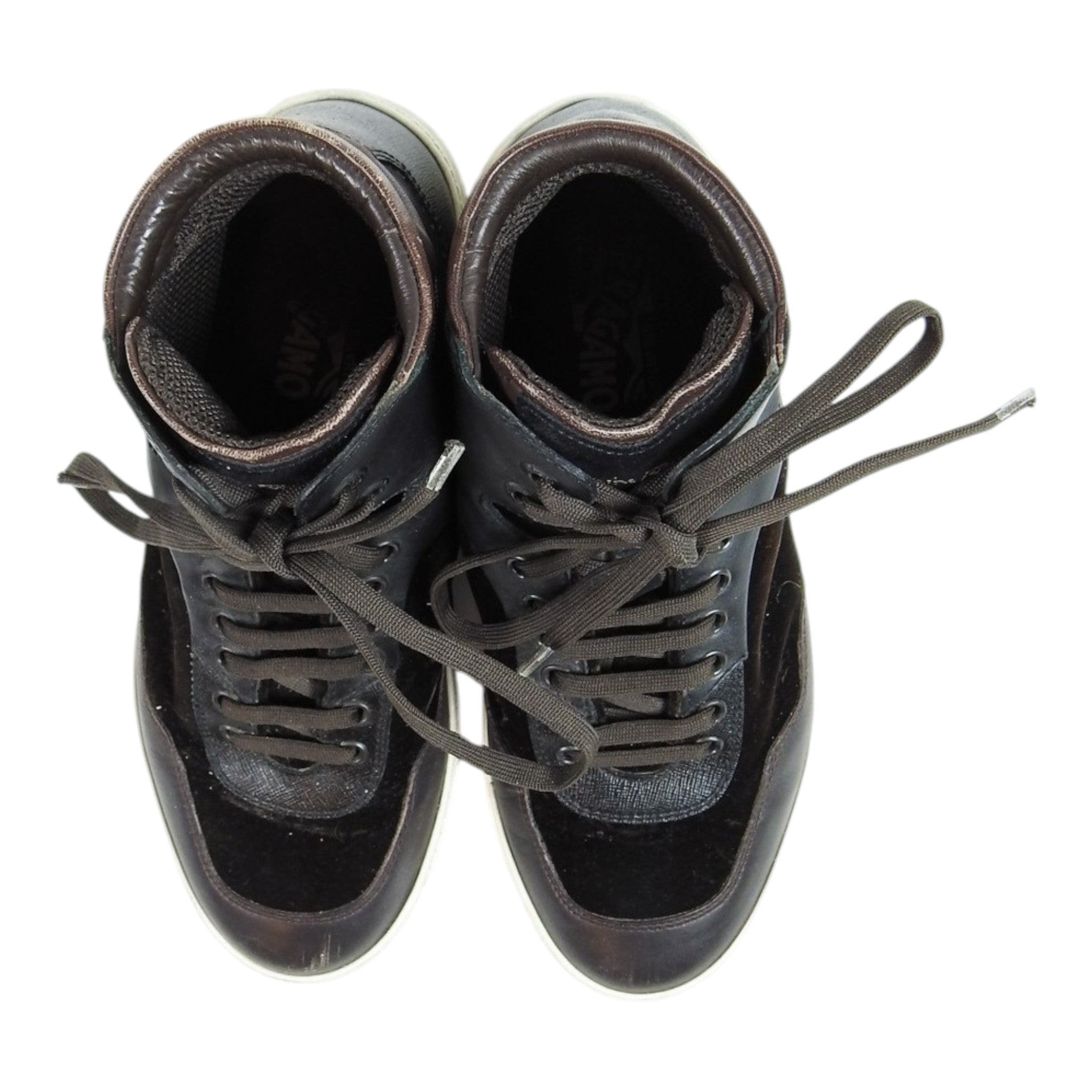 Ferragamo Suede/Leather High Top Sneakers Size 7