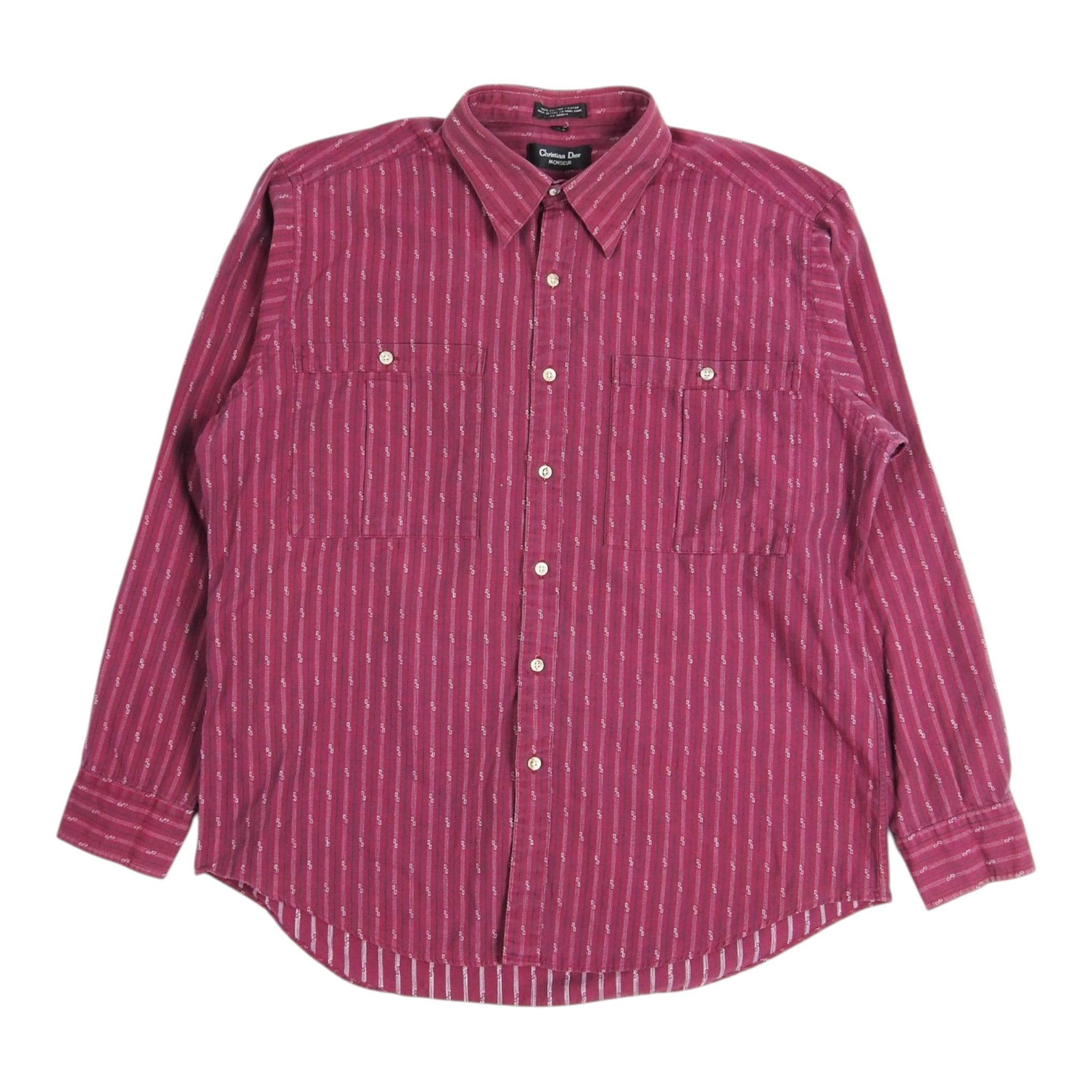 Christian Dior Monsieur Burgundy Patterned Shirt Size Large
