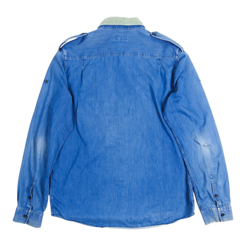 A.P.C. Corduroy Collar Chambray Shirt Size Large