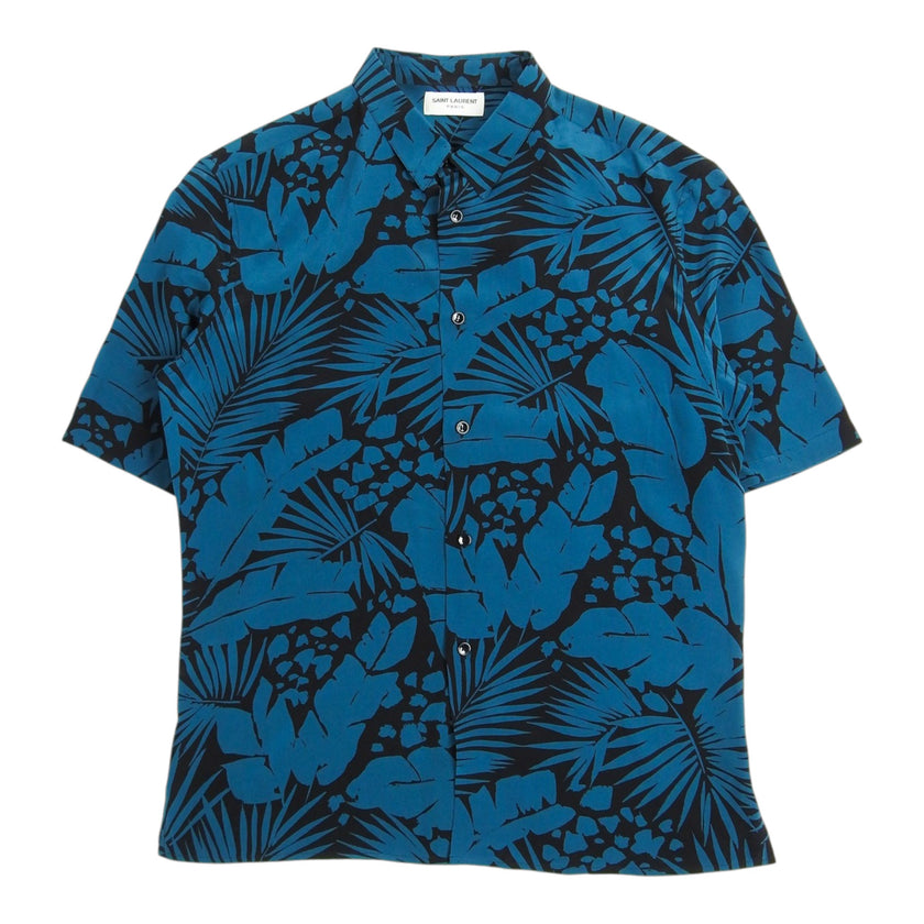 Saint Laurent Teal Tropical Print SS Shirt Size 38