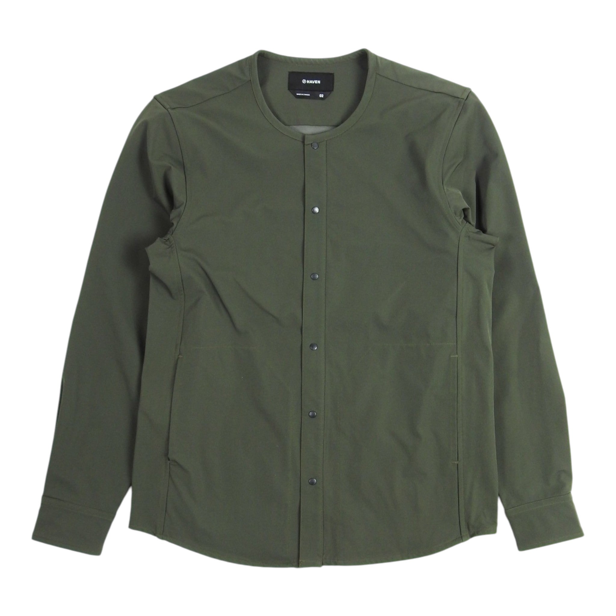 Haven Olive Collarless Overshirt Size 2