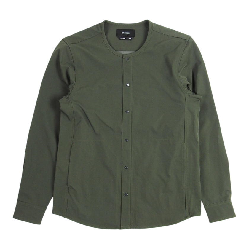 Haven Olive Collarless Overshirt Size 2