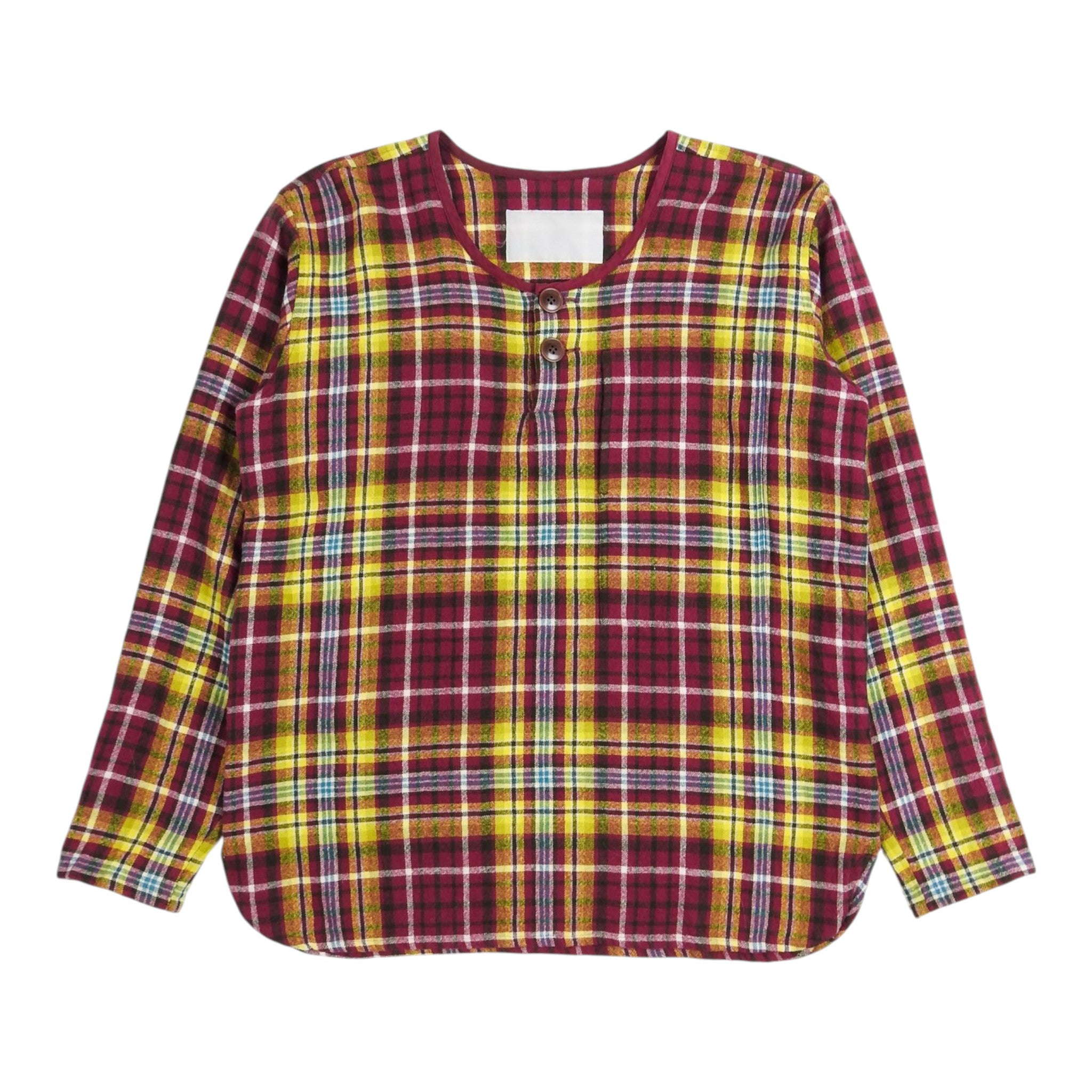 Mountain Research Collarless Flannel LS Polo Shirt Size Small