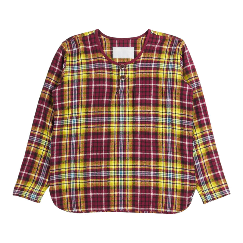 Mountain Research Collarless Flannel LS Polo Shirt Size Small