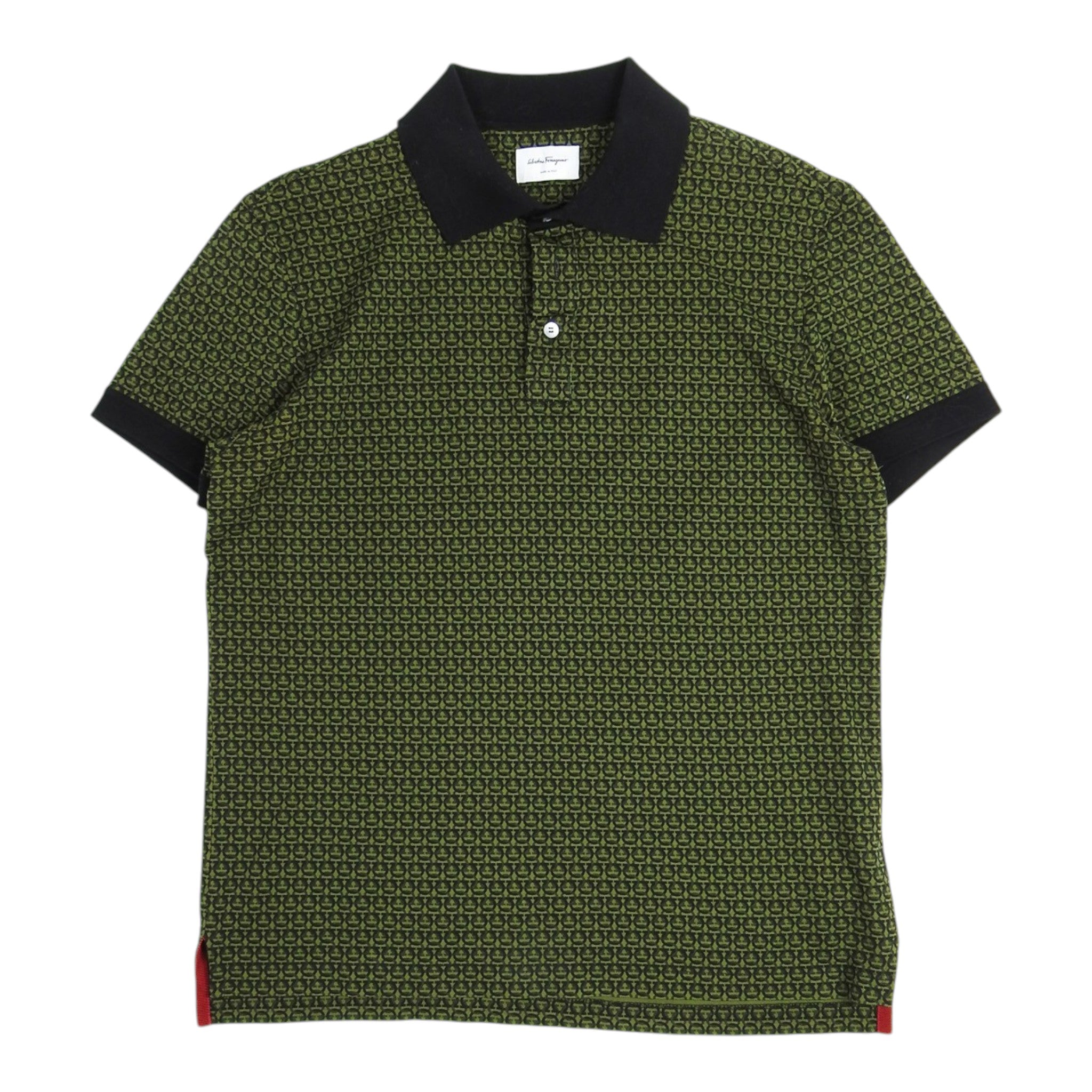 Salvatore Ferragamo Green Circle Pattern SS Polo Shirt Size Medium