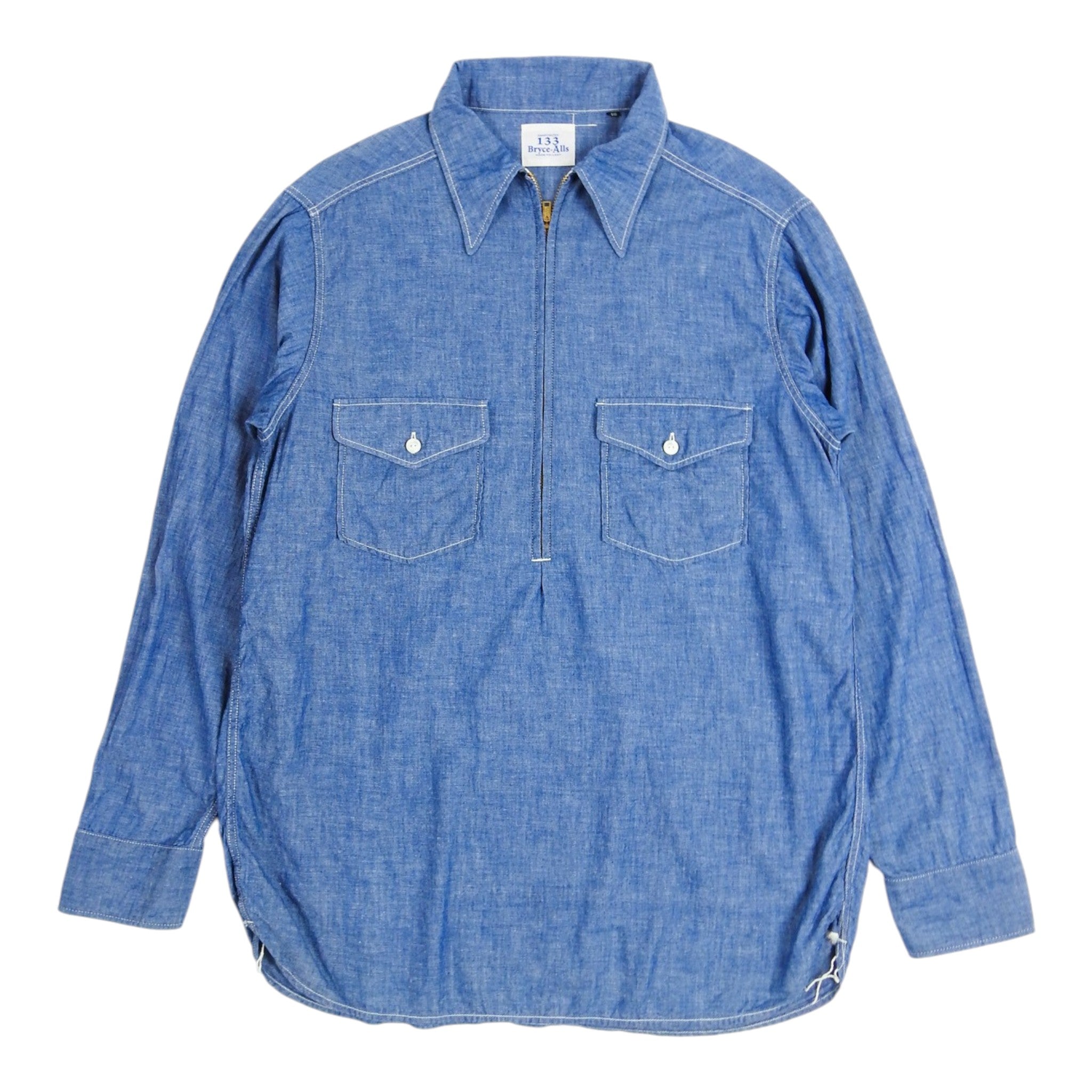 133 Bryce-Alls Chambray Zip Polo Shirt Size 40