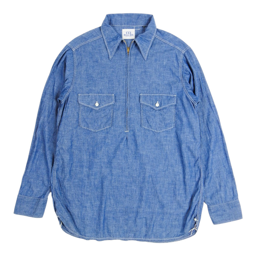 133 Bryce-Alls Chambray Zip Polo Shirt Size 40