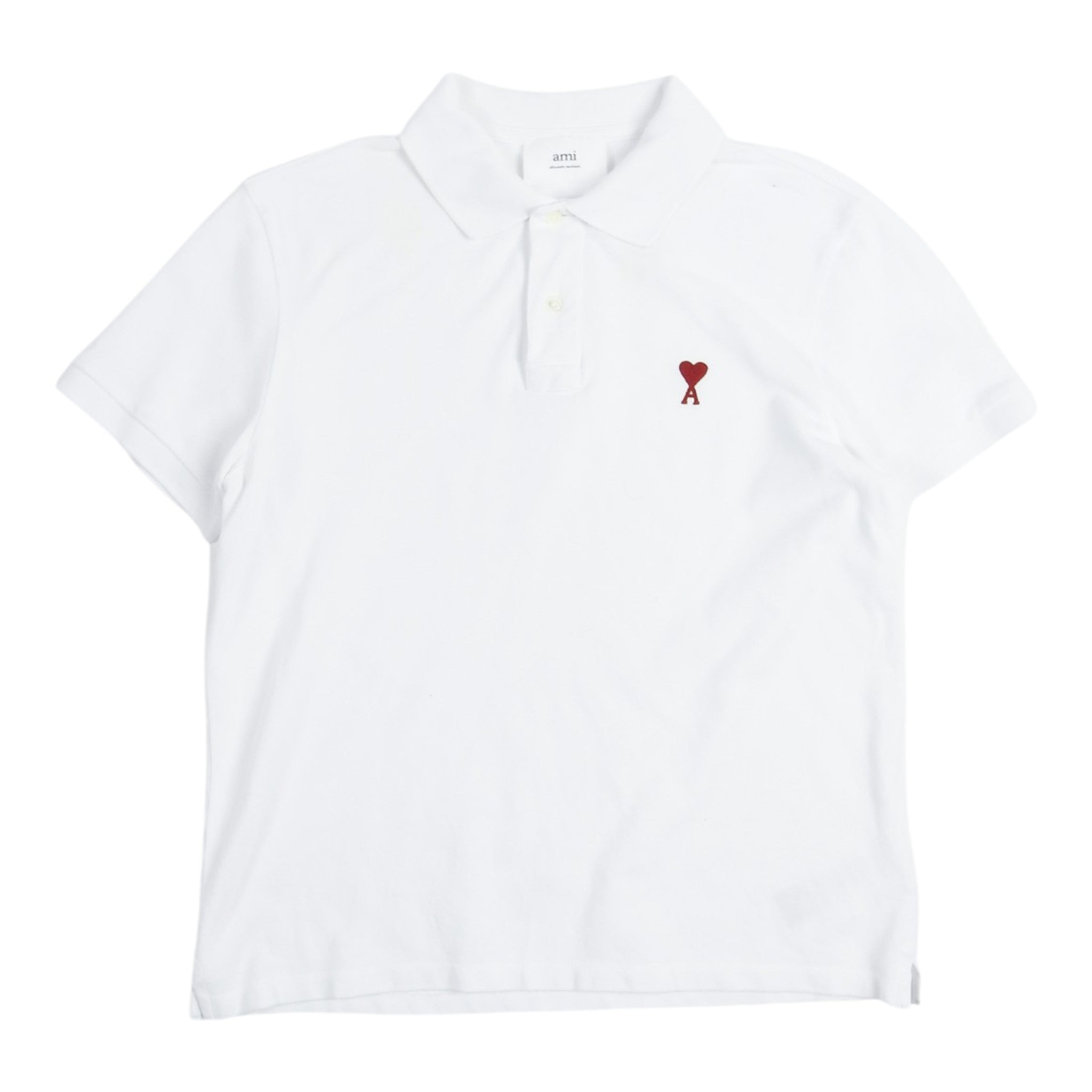 AMI Paris White SS Polo Shirt Size Medium
